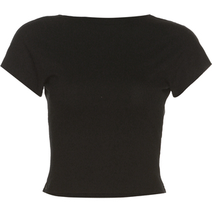 WEIRD PUSS 美式街头辣妹时尚设计感露背紧身正反两穿百搭短袖T恤