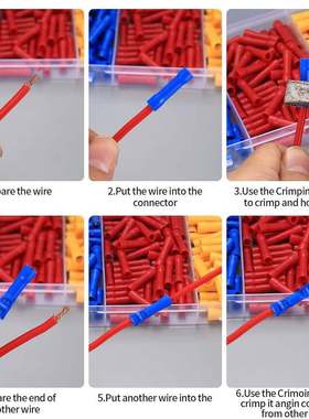 跨境批发160PCS盒装bv中接管管电线/接头绝缘端子接中间全连接中