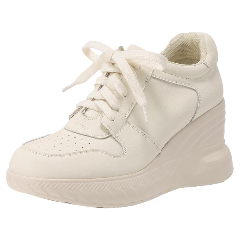 北西迪运动风休闲坡跟小白鞋