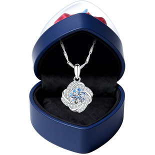 999纯银999银项链女款女莫桑石莫桑钻吊坠银首饰女士女生生日礼物