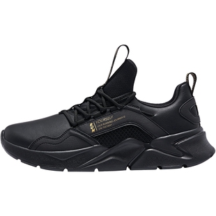 乔丹男鞋皮面运动鞋男跑步鞋春季新款休闲鞋黑色运动跑鞋鞋子