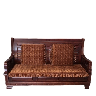 加厚法莱绒冬季实木沙发坐垫简约珊瑚绒长椅子靠垫舒适保暖可拆洗