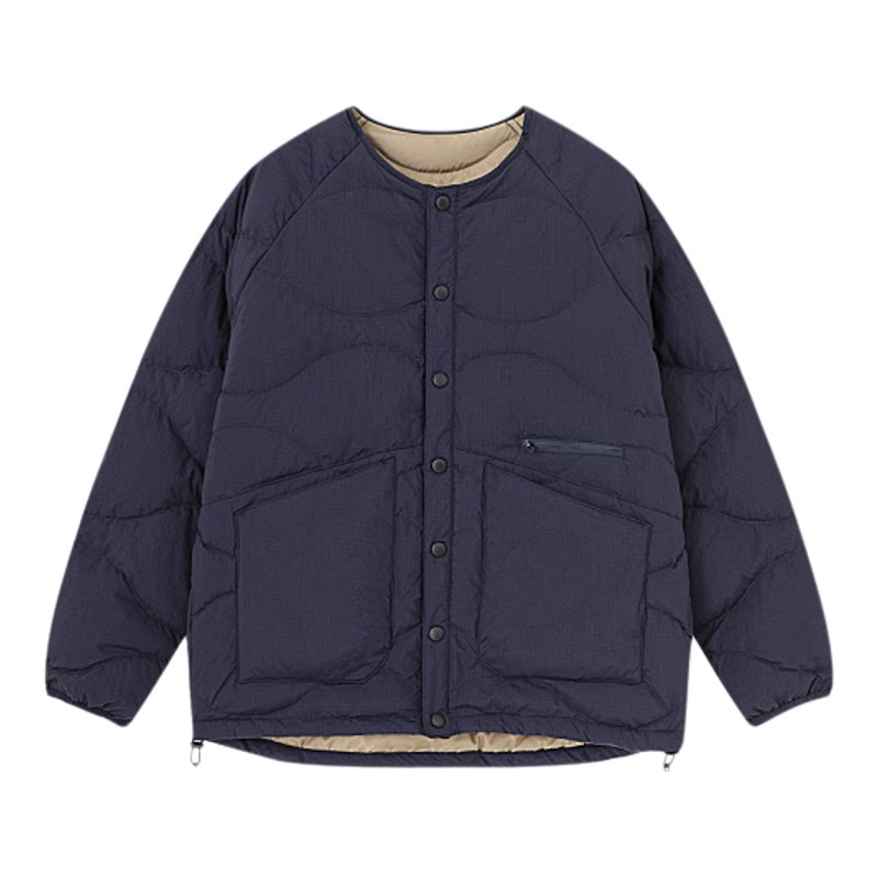 Basic House/百家好圆领短款宽松羽绒服冬新款极简白鸭绒加厚外套
