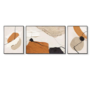 客厅沙发背景墙挂画肌理感三联画现代简约装饰画抽象艺术画壁画