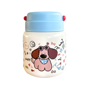 线条小狗焖烧杯小容量燕窝银耳羹焖烧罐带勺子2025新款保温杯女生