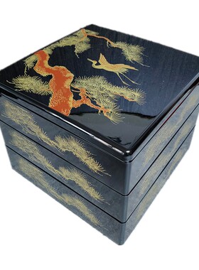 日本正品三层漆盒收纳零食点心盒