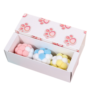 猫咪毛绒球玩具宠物弹力铃铛球类大号自嗨球球逗猫七彩毛线球彩虹