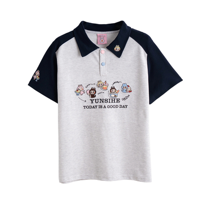 卡通刺绣学生polo领短袖t恤女夏