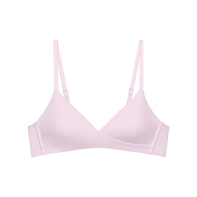 内外橙标零敏罗纹交叉轻托三角杯文胸棉质聚拢固定内衣新品NEIWAI