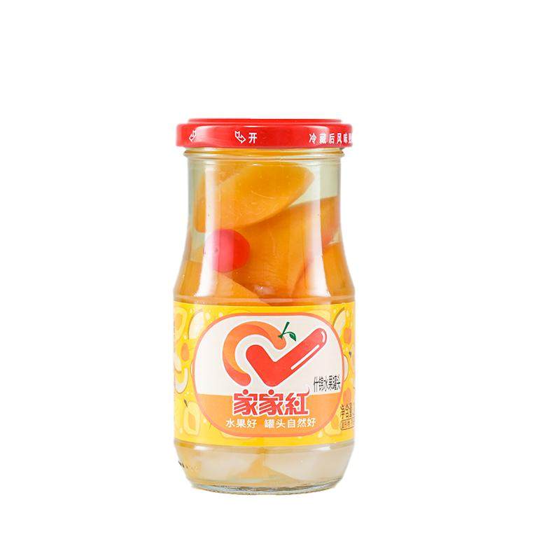 家家红什锦罐头245g*10瓶新鲜水果黄桃椰果菠萝休闲零食玻璃瓶