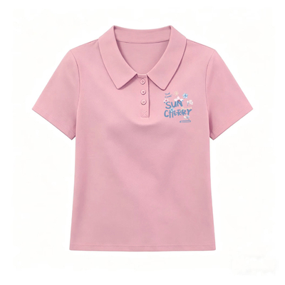 100%纯棉翻领短袖t恤女夏polo衫