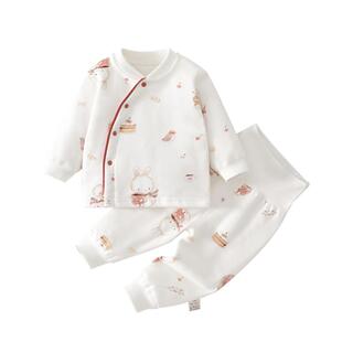 婴儿衣服秋冬新款夹棉分体套装女宝宝秋装保暖两件套a类纯棉73码9