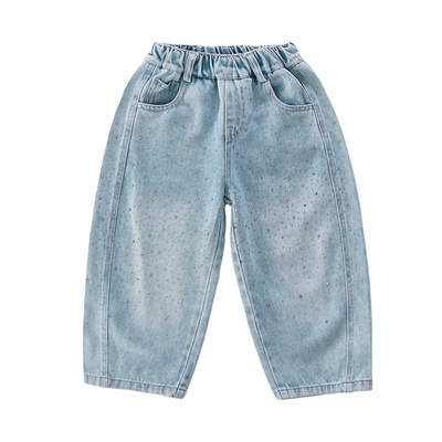 女童满钻牛仔裤春季韩版2026新款