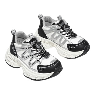 斯纳菲女童运动鞋2025冬季新款小女孩加绒黑色棉鞋户外防滑老爹鞋