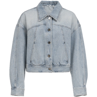 【满天星】ONLY2026春季新款翻领宽松闪钻长袖短款廓形牛仔外套