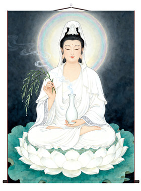观音菩萨画像书房玄关挂画客厅