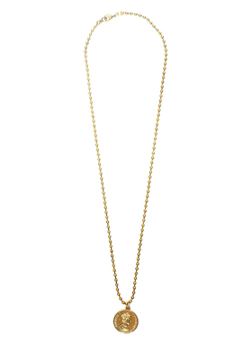 lifeholic复古时髦vintage小众黄铜浮雕钱币吊牌项链轻奢小众颈链