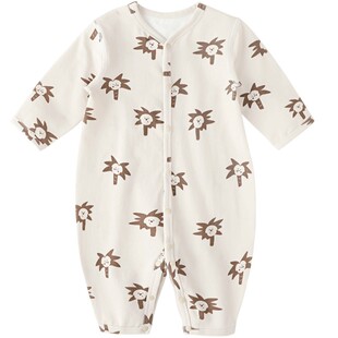 婴儿连体衣春秋ins风婴幼儿春季哈衣四季纯棉新生儿睡衣宝宝衣服