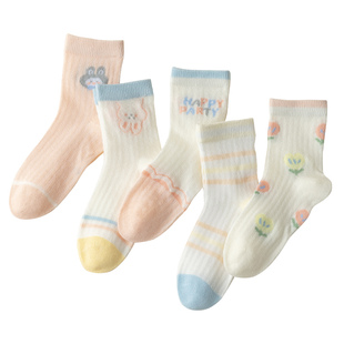 女童袜子春夏季薄款儿童宝宝棉袜夏天小男孩透气网眼中筒无骨童袜