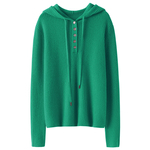 启超实力原版～连帽100%羊绒衫女纯山羊绒毛衣针织打底衫秋冬帽衫