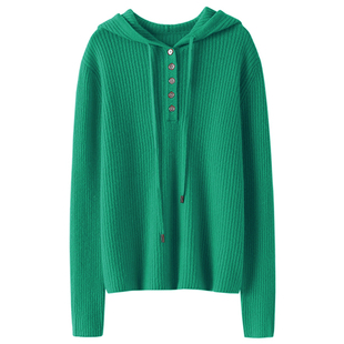 启超实力原版～连帽100%羊绒衫女纯山羊绒毛衣针织打底衫秋冬帽衫