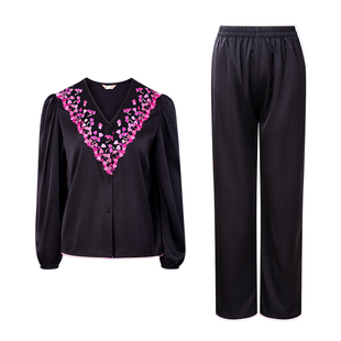 NT2026新款春夏薄款丝质睡衣女蕾丝家居服显瘦法式齐腰上衣长腿裤