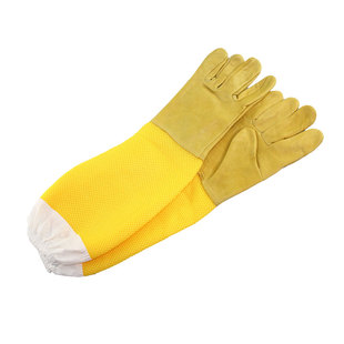 养蜂手套加厚透气防蜂蛰羊皮镂空帆布蜜蜂防护专用柔软不捂手耐磨