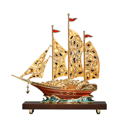 大明铜匠一帆风顺帆船摆件铜招财书房玄关办公室乔迁公司开业礼物