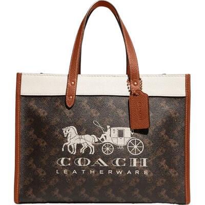 COACH/蔻驰奥莱女士马车图案印花FIELD 30号托特包