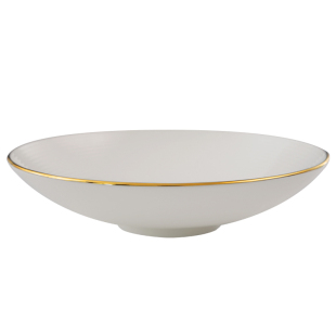 新款金边螺旋汤盘炒菜盘子菜盘家用唐山骨瓷陶瓷碟子餐具深盘餐盘