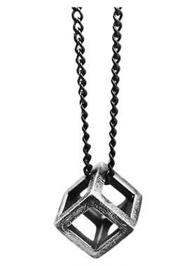 魔方设计潮男项链欧美镂空挂坠