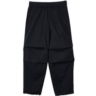 杰克琼斯男装秋宽松褶皱黑色休闲裤阔腿直筒工装伞兵裤长裤子男款