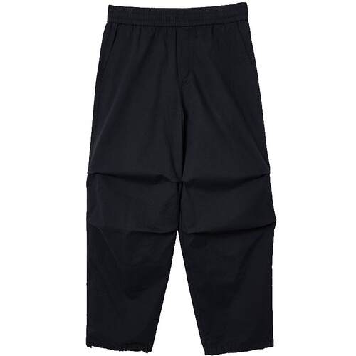 杰克琼斯男装春季宽松褶皱黑色休闲裤阔腿直筒工装伞兵裤长裤子款