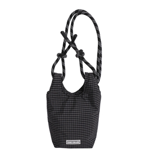日常通勤小拎包复古格纹背心包单肩斜挎包女手机包水桶帆布遛弯包