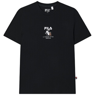 凉感T|FILA斐乐情侣短袖T恤秋季新款熊猫工厂刺绣上衣女短袖衫男t