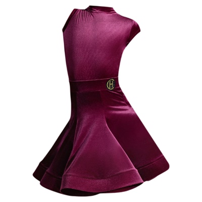 皇朝舞蹈拉丁舞服新款亮面薄绒短袖比赛规定服套装HC6401+HC7137