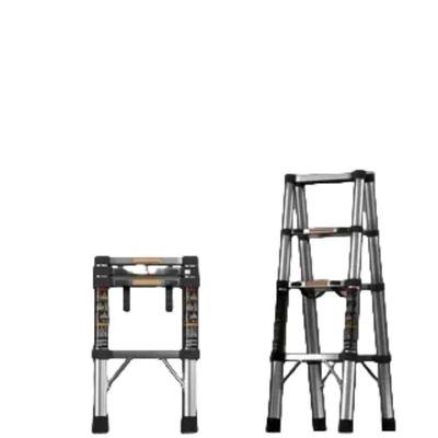 加厚不锈钢伸缩梯子可行走人字梯