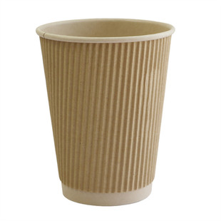 咖啡纸杯带盖一次性奶茶杯隔热防烫瓦楞竹浆咖啡打包杯外带高档