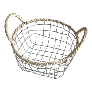 ins北欧桌面铁艺杂物收纳篮手提编织筐篮子零食面包陈列篮水果篮