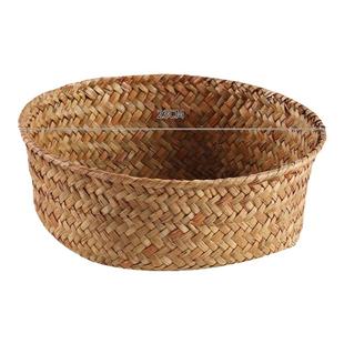Kens天然海草编织收纳筐厨房姜蒜篮小号圆形玄关桌面杂物盒子