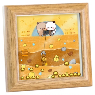 黄金矿工相框diy画框立体摆台金豆创意手工生日礼物装饰淘金6寸7