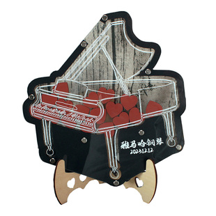 《独奏》音乐会琴行钢琴定制毕业晚会签到框木片签名板本簿册个性