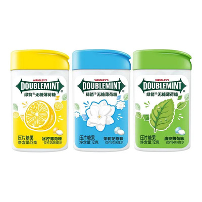 绿箭无糖薄荷糖12克茉莉花茶冰柠薄荷味清新口气休闲含片网红糖果
