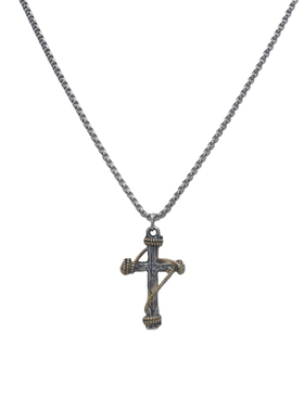 复古缠绕十字架项链男毛衣钛钢链