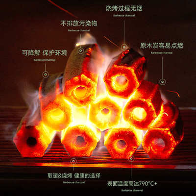 木炭露营烧烤碳无烟家用果木炭碳烤炉竹炭室内炭块速燃无烟专用碳