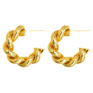 EVESENSE经典款金色麻花金属耳环高级感精工极简圈圈耳饰复古耳圈