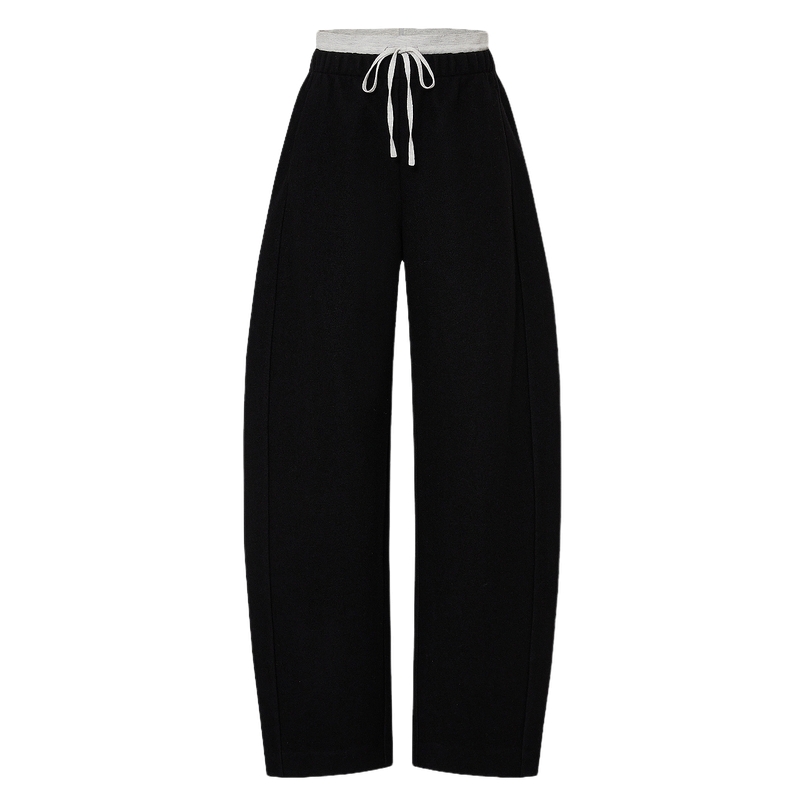 MOCO卫裤高含美丽诺绵羊毛抽绳双腰高腰精裁香蕉裤及地运动休闲裤