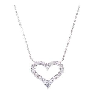 爱心项链s925纯银镀玫瑰金女心形钻石锁骨链莫桑钻礼物跳动的心潮