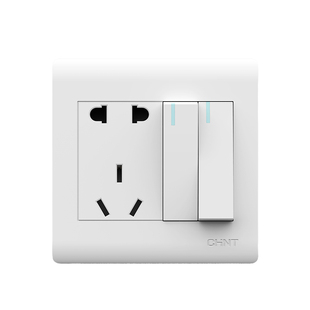 正泰带开关插座二开五孔2位5孔双控两开双控开二三插86型暗装面板