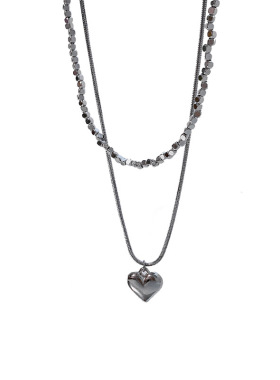 双层爱心项链女ins嘻哈